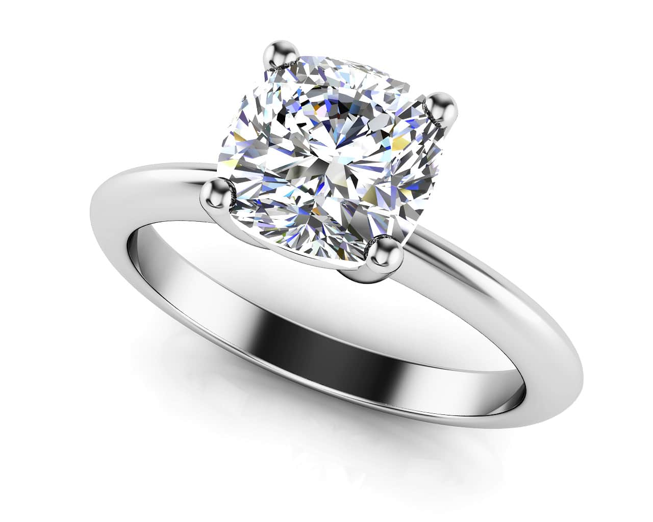 Captivating Cushion Cut Solitaire Diamond Engagement Ring with 1.00 ct.(finished) 5.5mm