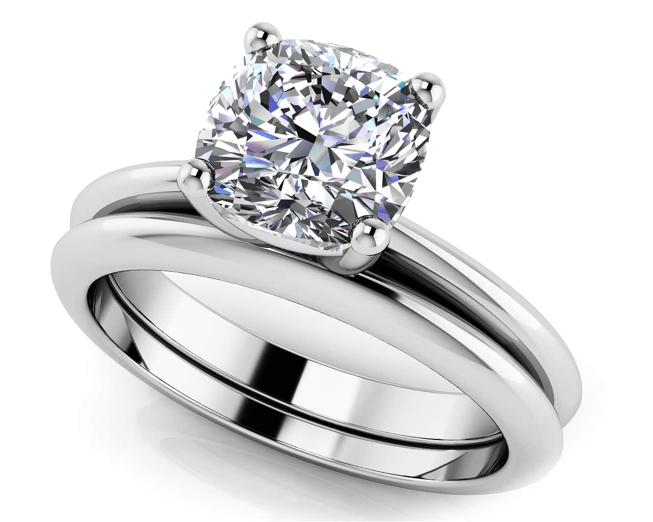 Captivating Cushion Solitaire Bridal Set Diamond with 2.00 ct.(finished) 7mm