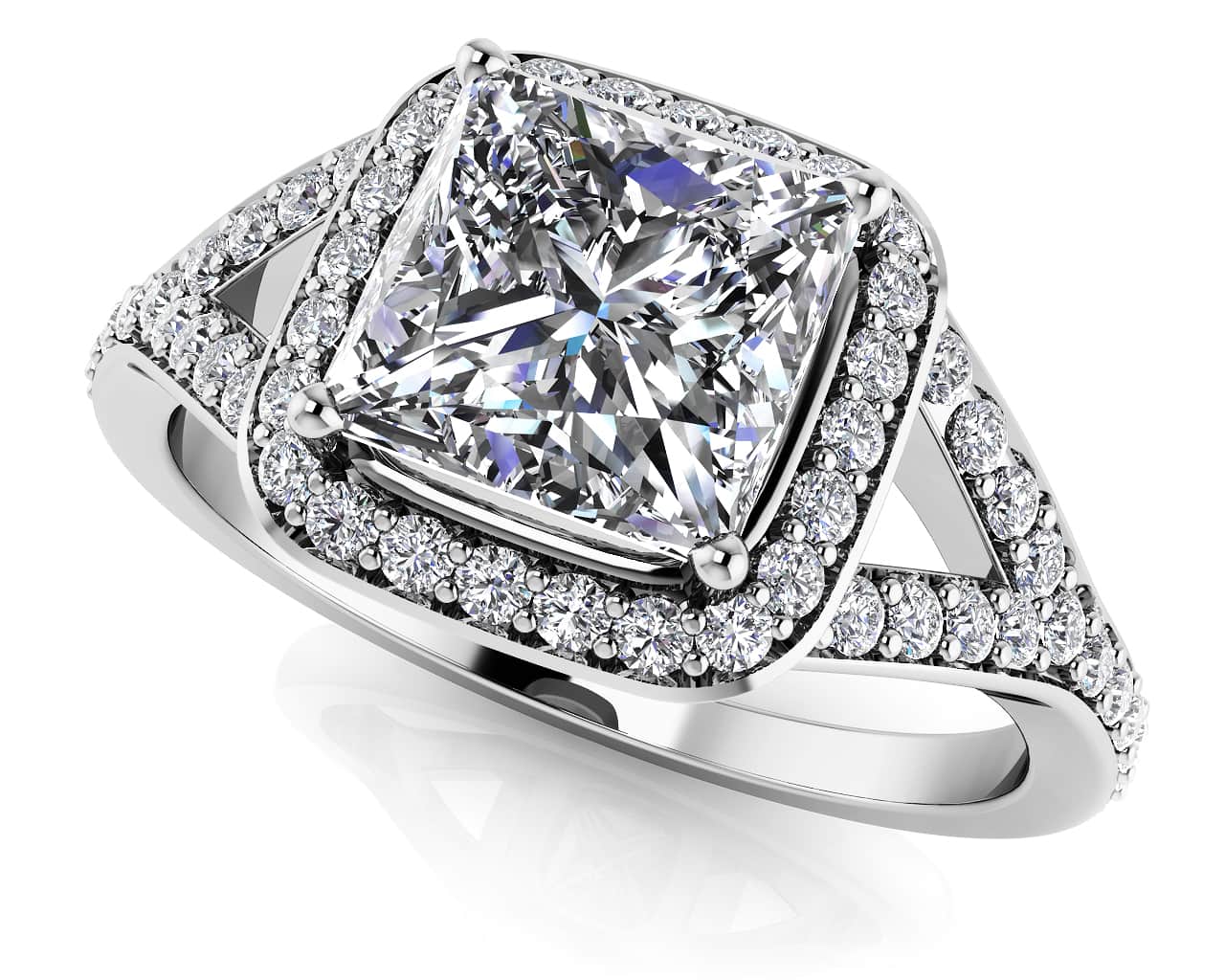 Captivating Diamond Square Frame Diamond Engagement Ring with 1.27 ct. (1.00 ct. center diamond)