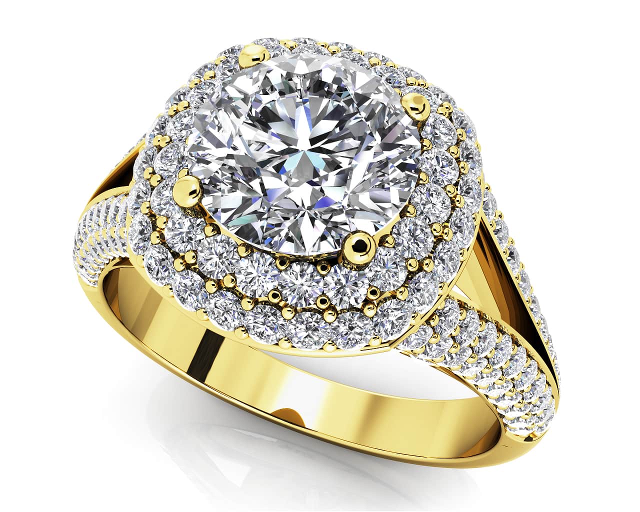 Captivating Double Halo Diamond Engagement Ring with 1.33 ct. (0.50 ct. center diamond) - Image 2