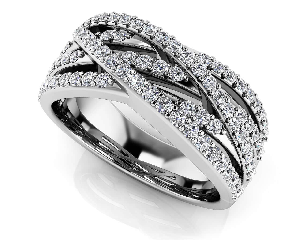 Captivating Woven Band Anniversary Diamond Ring with 0.65 ct.(finished) 1.1mm