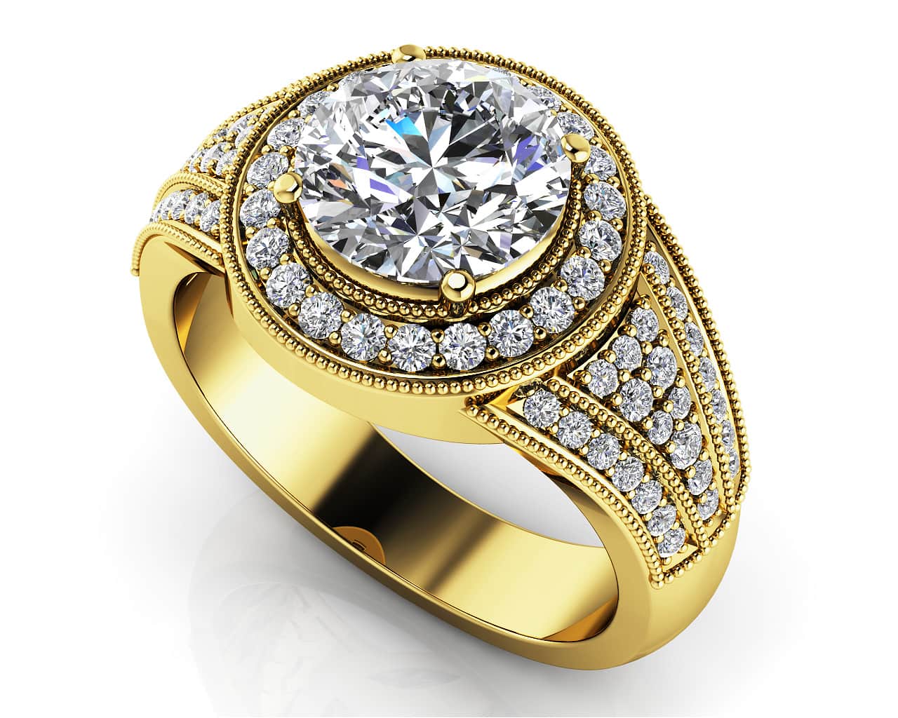 Cascading Diamond Engagement Ring with 1.58 ct. (0.75 ct. center diamond) - Image 2