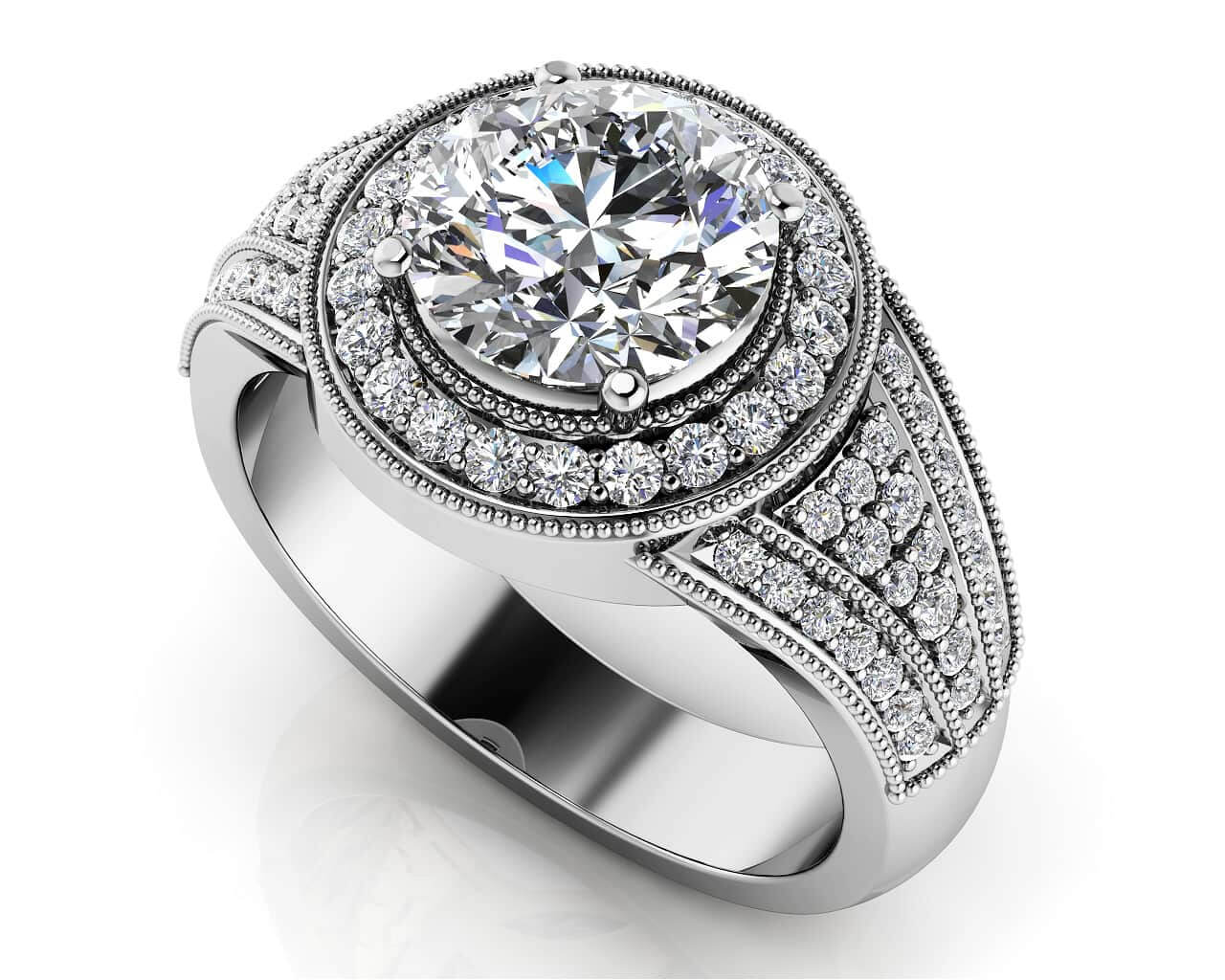 Cascading Diamond Engagement Ring with 1.91 ct. (1.25 ct. center diamond)
