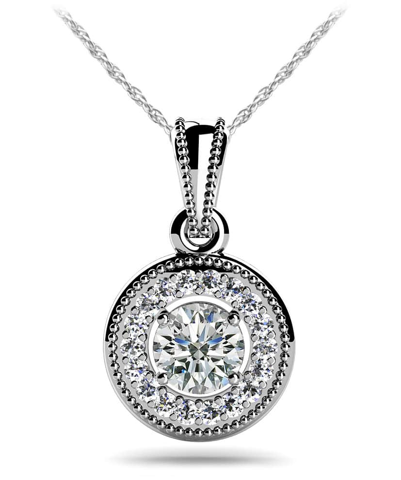 Center Diamond Circle Diamond Pendant with 0.64 ct.(finished) 1.2mm, 5mm