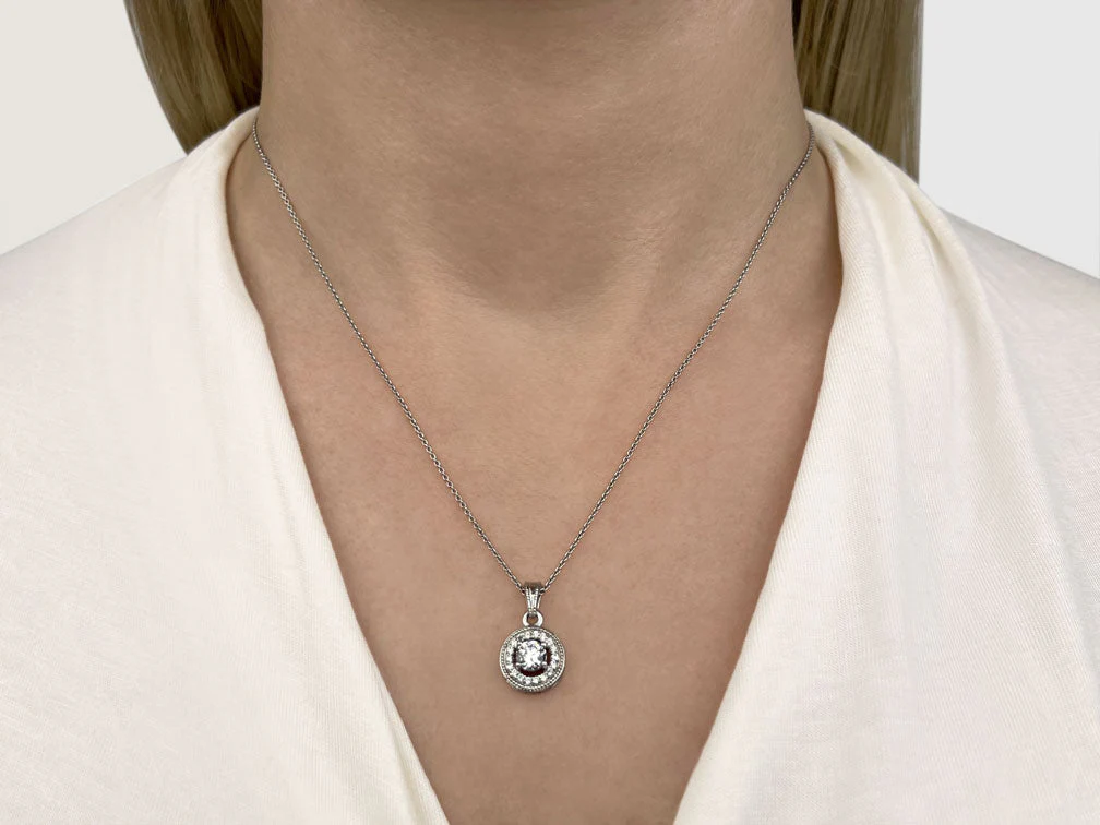 Center Diamond Circle Diamond Pendant with 0.64 ct.(finished) 1.2mm, 5mm - Image 3