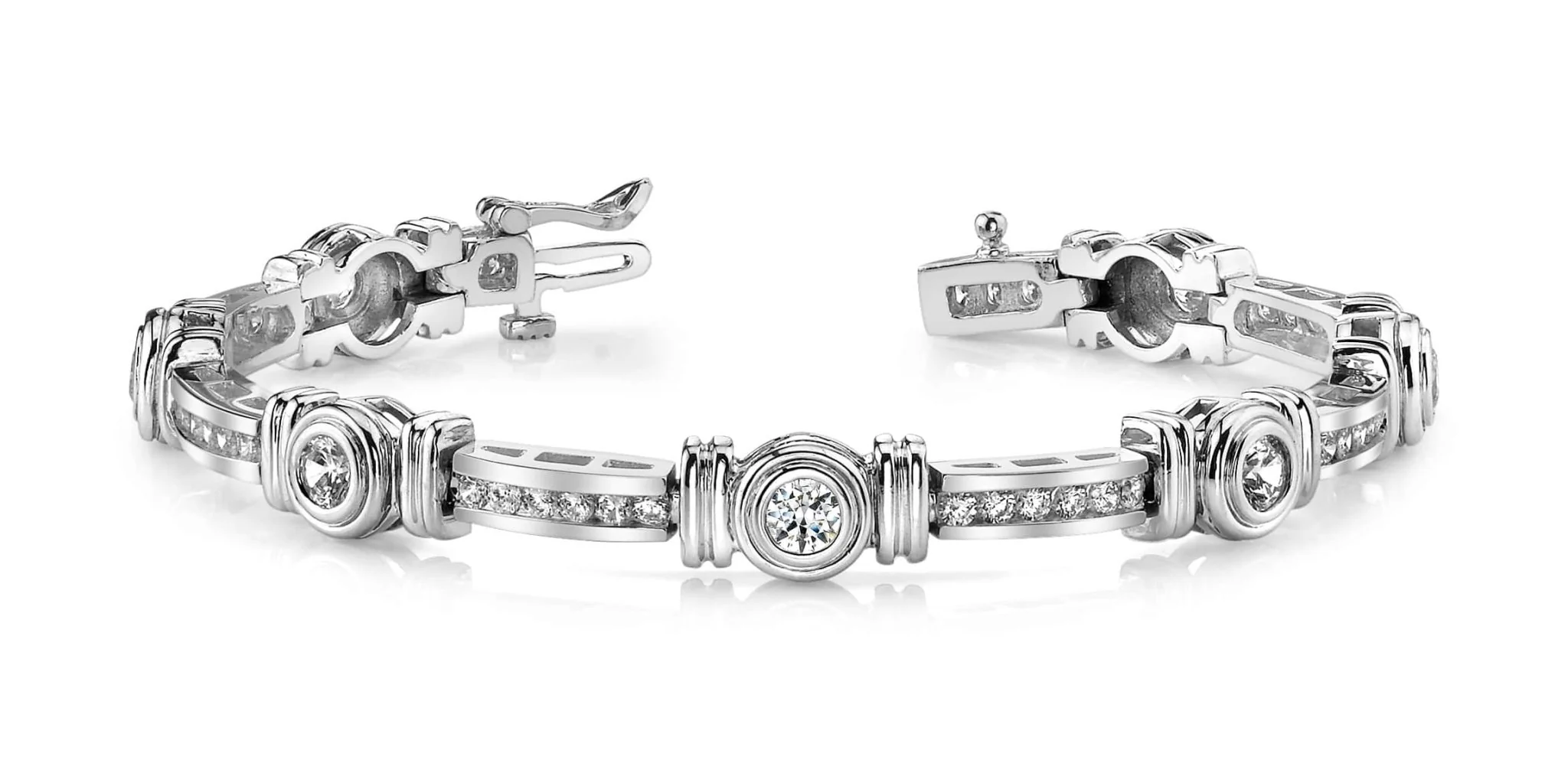 Channel And Bezel Set Fashion Diamond Bracelet with 2.50 ct.(finished) 2mm, 3.2mm - Image 4