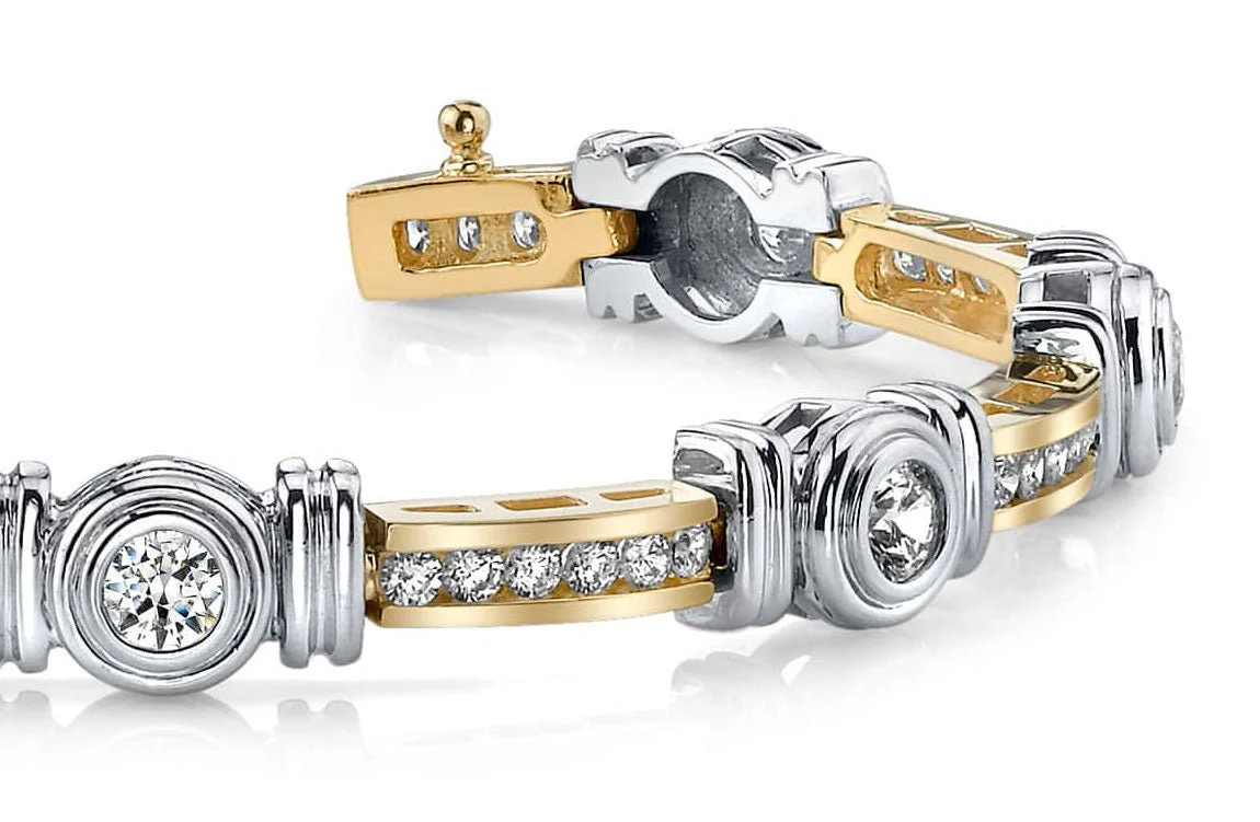 Channel And Bezel Set Fashion Diamond Bracelet with 3.09 ct.(finished) 2mm, 4mm - Image 2