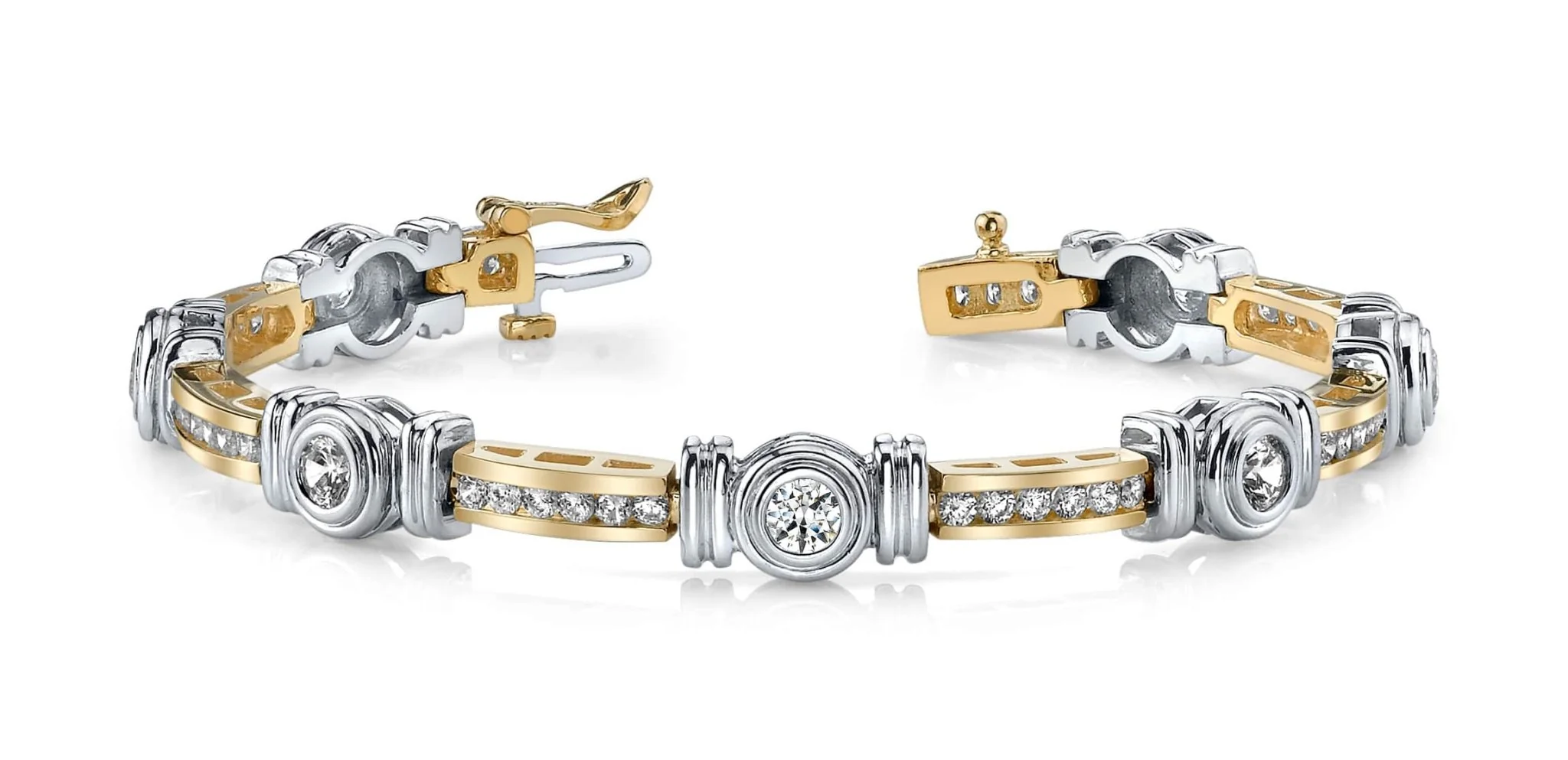 Channel And Bezel Set Fashion Lab-Grown Diamond Bracelet with 2.50 ct.(finished) 2mm, 3.2mm - Image 3