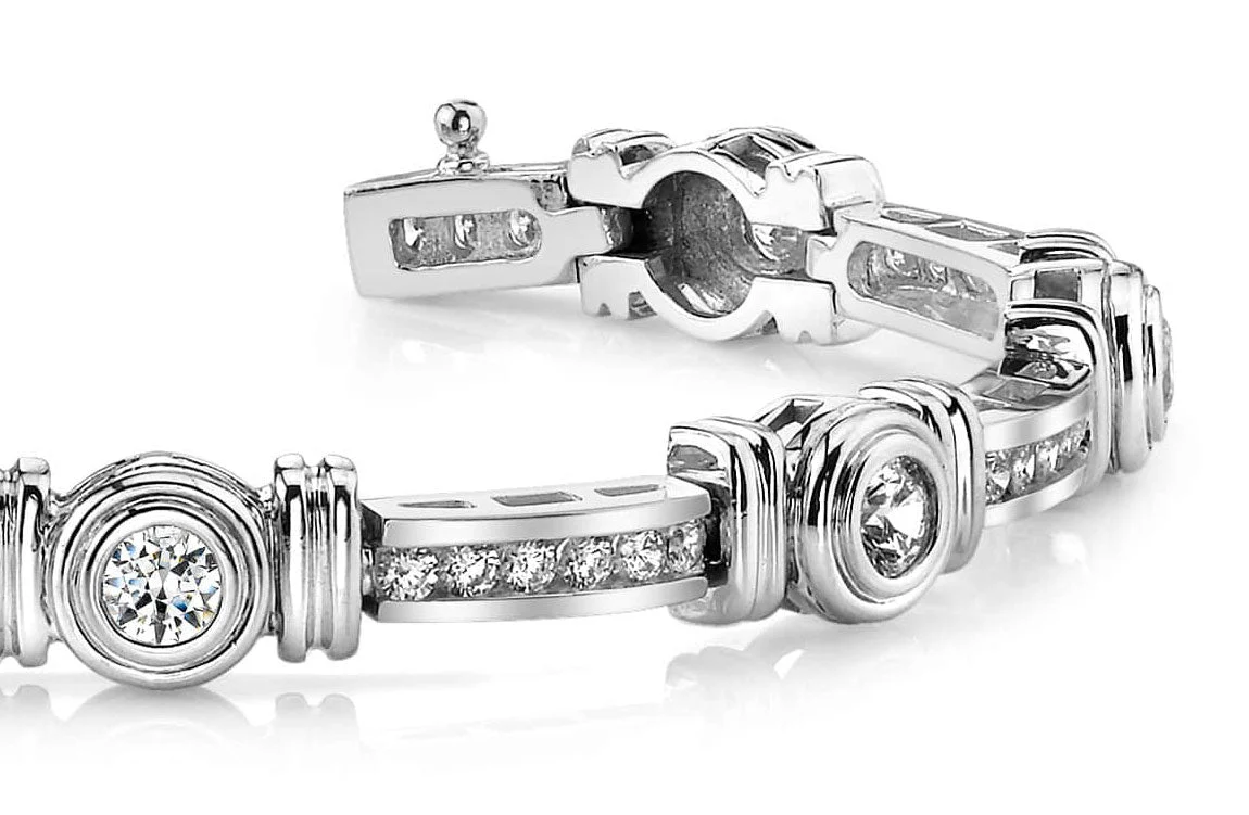 Channel And Bezel Set Fashion Lab-Grown Diamond Bracelet with 3.09 ct.(finished) 2mm, 4mm