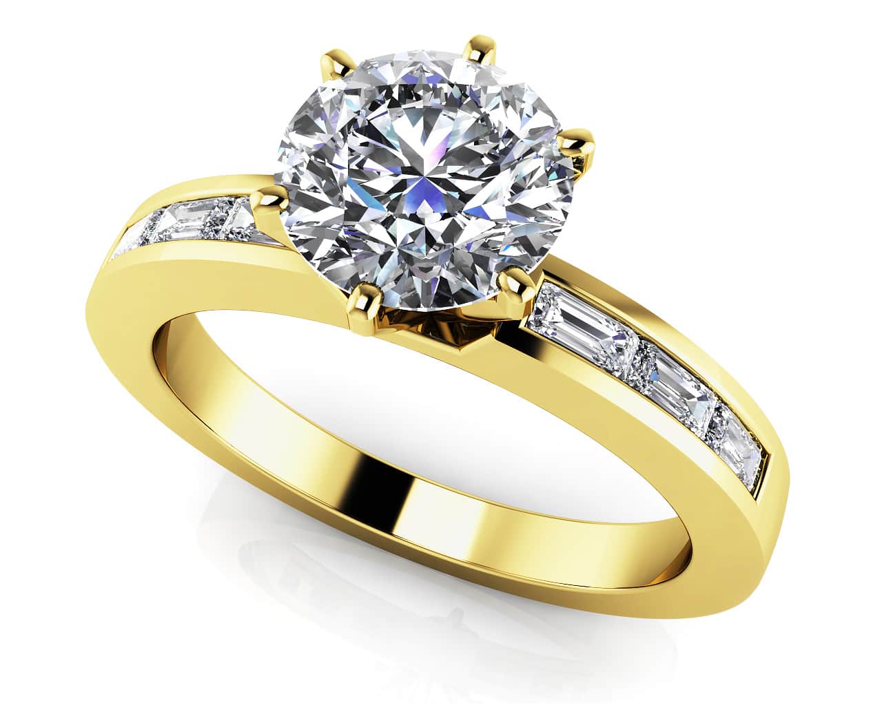 Channel Baguette Diamond Ring Lab-Grown Diamond  with 1.55 ct. (1.25 ct. center diamond) - Image 2