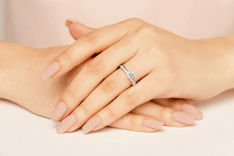 Channel Belt Diamond Engagement Ring with 1.12 ct. (1.00 ct. center diamond) - Image 3