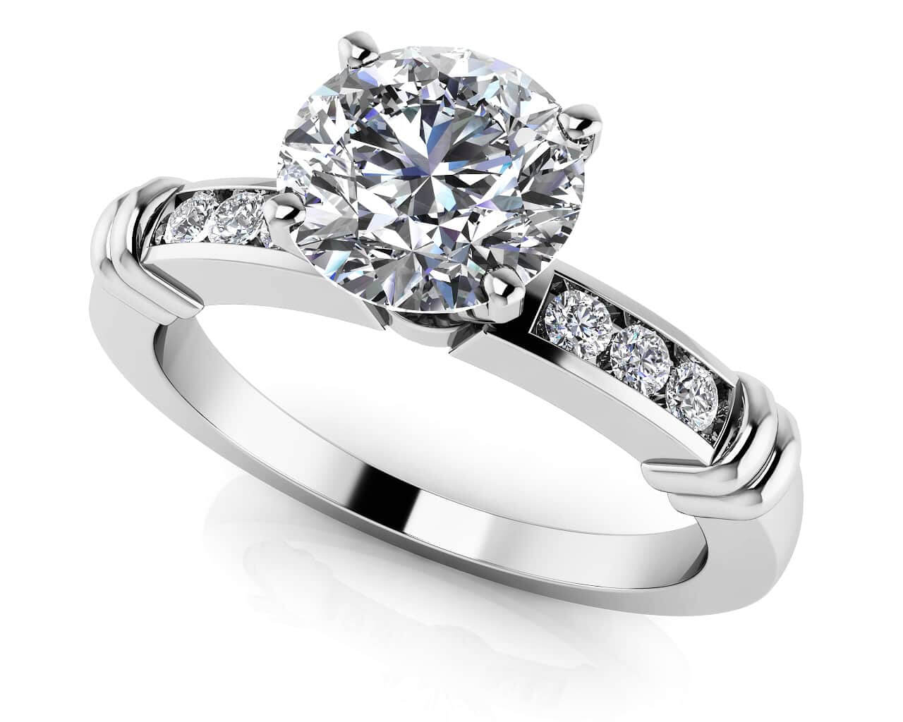 Channel Belt Lab-Grown Diamond Engagement Ring with 2.12 ct. (2.00 ct. center diamond)