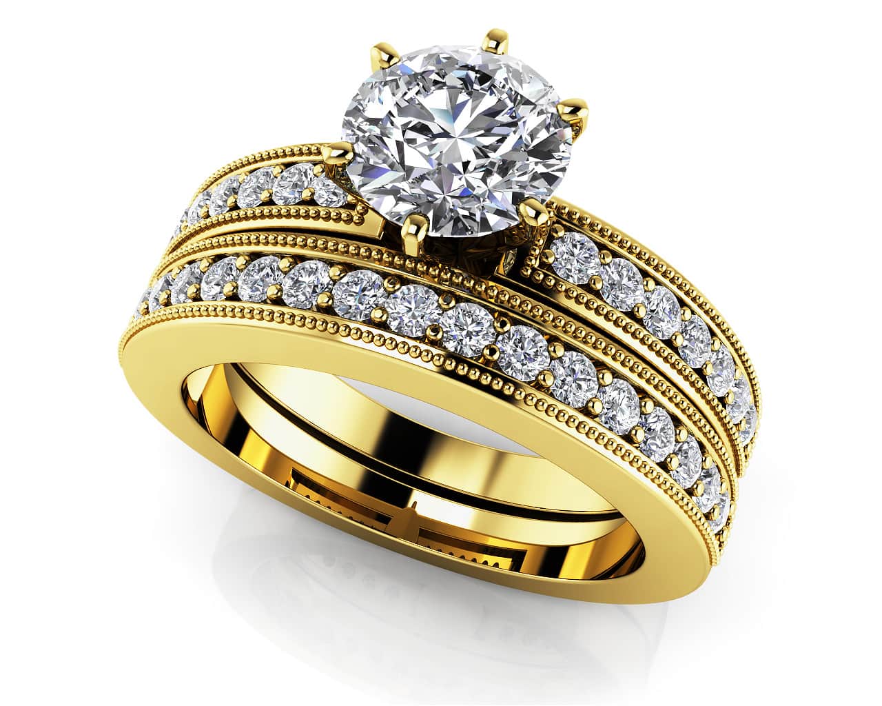 Channel Diamond Bridal Set In Diamond  with 1.79 ct. (1.50 ct. center diamond) - Image 2