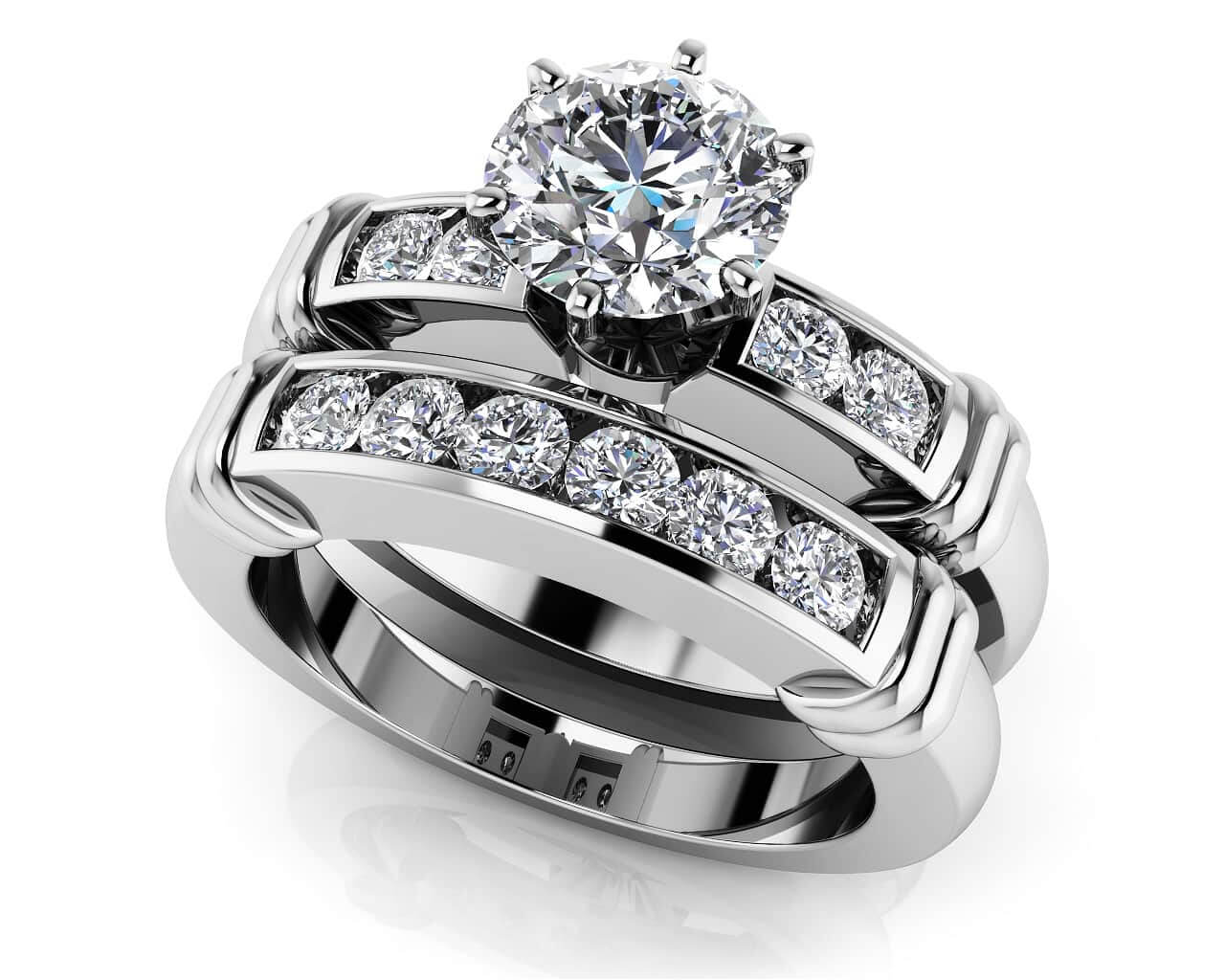 Channel Diamond Flanked Lab-Grown Diamond Bridal Set with 1.91 ct. (1.50 ct. center diamond)