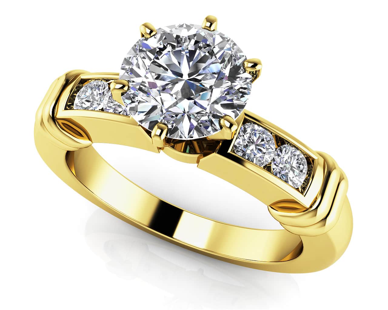Channel Diamond Flanked Diamond Engagement Ring with 1.66 ct. (1.50 ct. center diamond) - Image 2