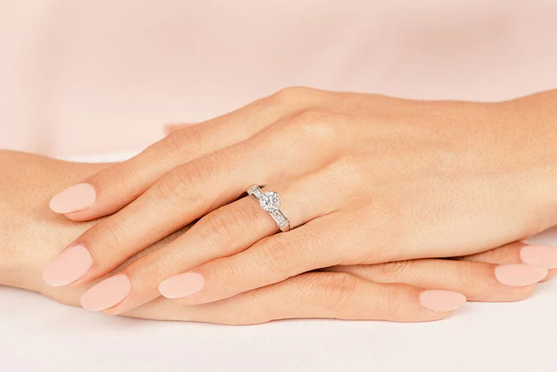 Channel Diamond Flanked Diamond Engagement Ring with 1.66 ct. (1.50 ct. center diamond) - Image 3