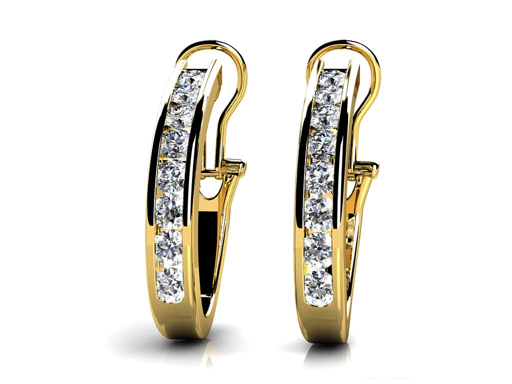 Channel Set Diamond Hoop Earrings with 0.48 ct.(finished) 2mm - Image 2