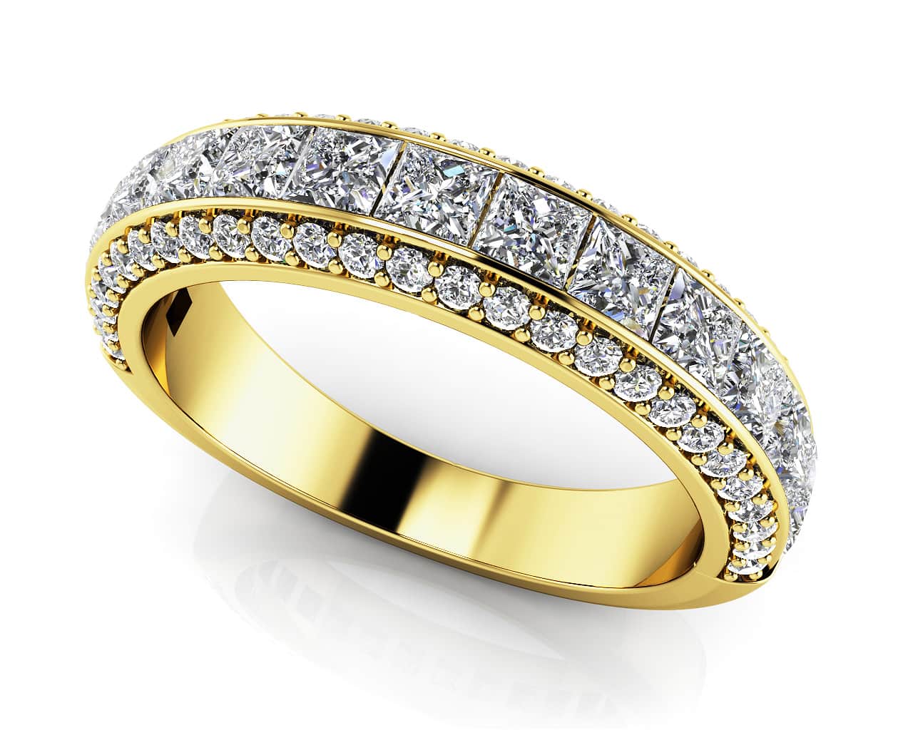 Channel Set Princess And Round Anniversary Diamond Ring with 1.35 ct.(finished) 1.1mm, 2.25mm - Image 2