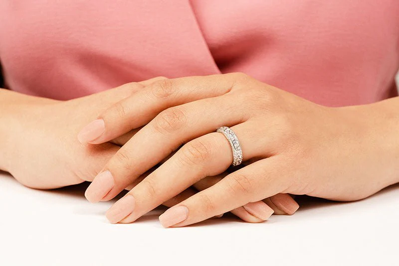 Channel Set Princess And Round Lab-Grown Diamond Anniversary Ring with 2.23 ct.(finished) 1.4mm, 3.0mm - Image 5