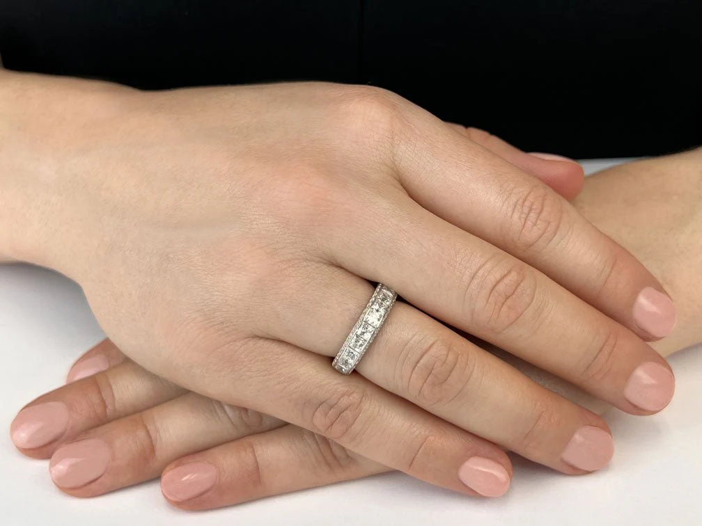 Channel Set Princess And Round Lab-Grown Diamond Anniversary Ring with 3.00 ct.(finished) 1.7mm, 3.5mm - Image 3