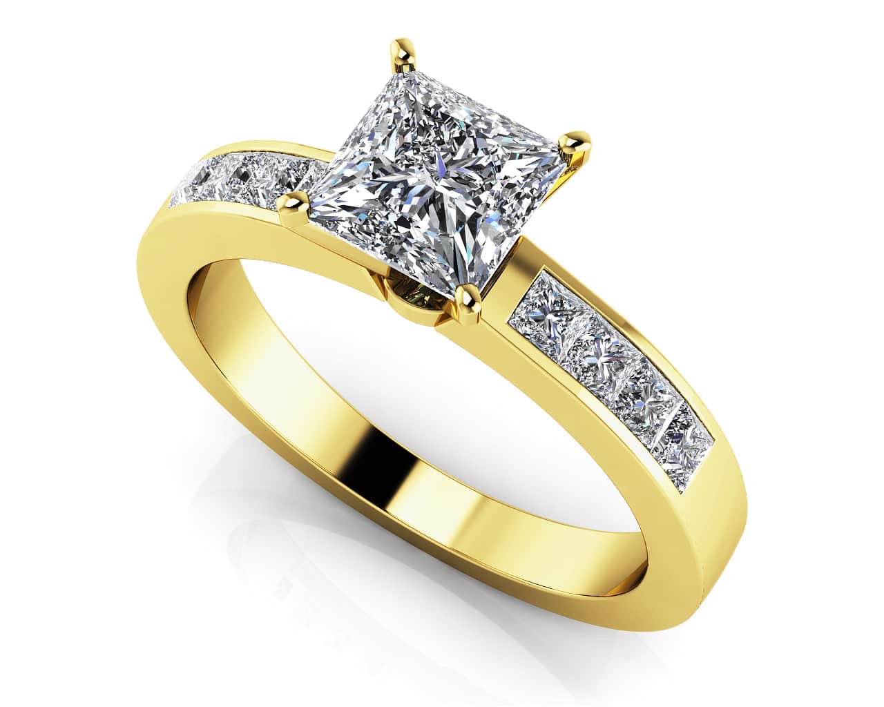 Channel Set Princess Cut Lab-Grown Diamond Engagement Ring with 1.73 ct. (1.25 ct. center diamond) - Image 2
