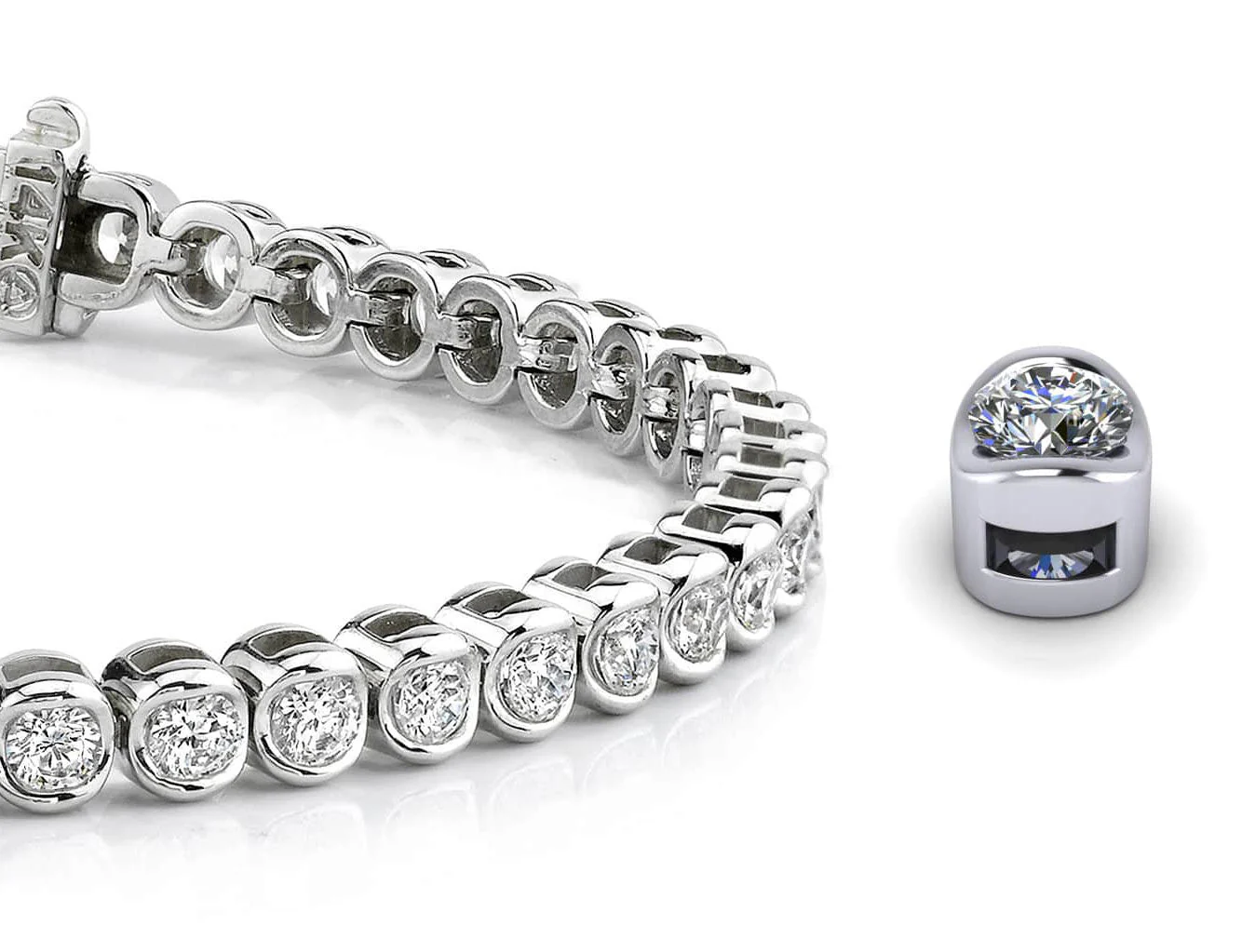 Channel Set Round Diamond Tennis Bracelet with 3.06 ct.(finished) 2.6mm