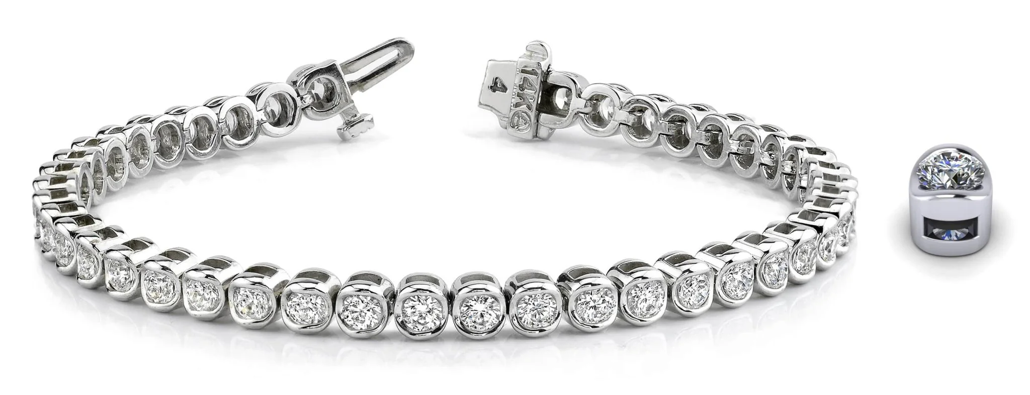 Channel Set Round Diamond Tennis Bracelet with 3.87 ct.(finished) 2.9mm - Image 4
