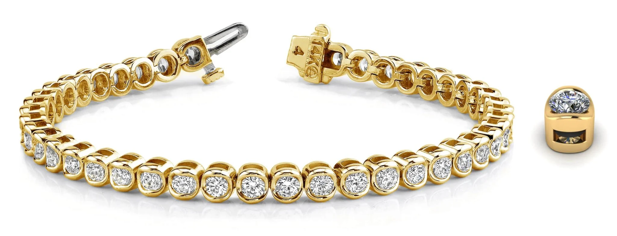 Channel Set Round Diamond Tennis Bracelet with 3.87 ct.(finished) 2.9mm - Image 5