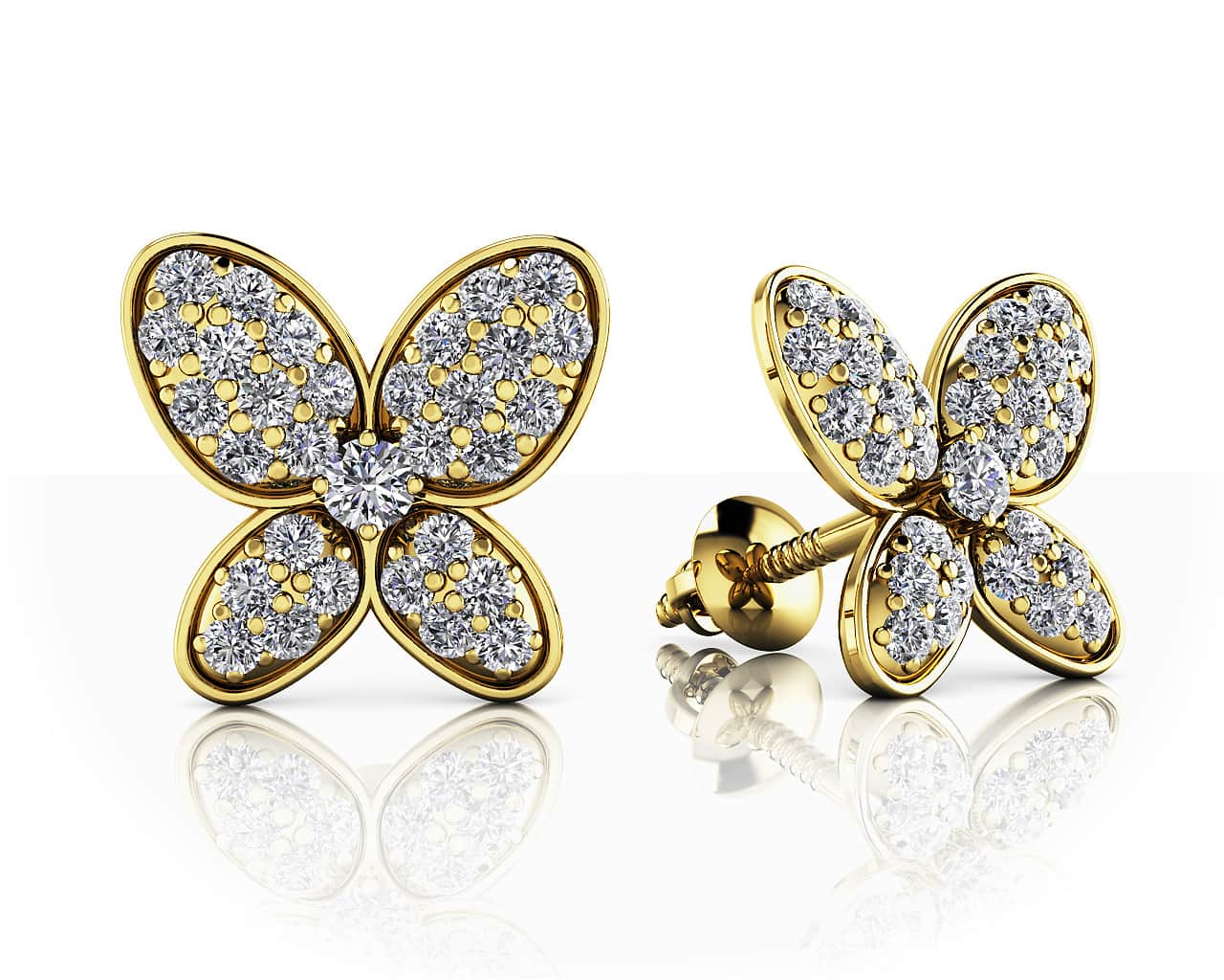 Charming Butterfly Diamond Lab-Grown Diamond Studs with 0.33 ct.(finished) 1mm, 1.5mm - Image 2