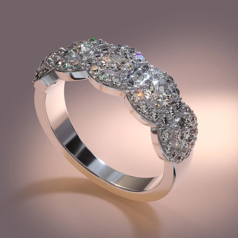 Charming Flowers Anniversary Band Lab-Grown Diamond  with 1.08 ct.(finished) 1.3mm, 3.2mm - Image 4