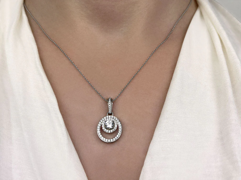 Circle And Oval Diamond Pendant with 0.94 ct.(finished) 1.1mm, 1.2mm, 5mm - Image 3