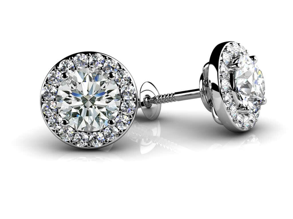 Circle Designer Diamond Stud Earrings with 0.66 ct. (2X0.25 ct. center diamonds)