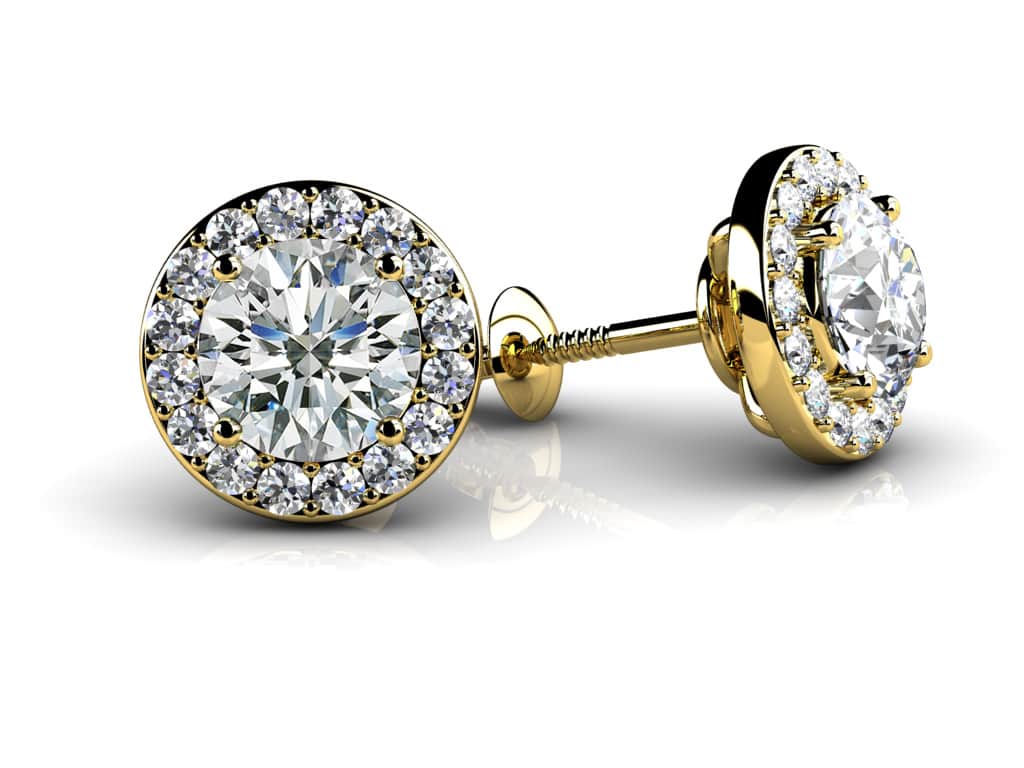 Circle Designer Diamond Stud Earrings with 0.66 ct. (2X0.25 ct. center diamonds) - Image 2