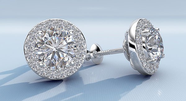 Circle Designer Diamond Stud Earrings with 1.58 ct. (2X0.65 ct. center diamonds) - Image 4