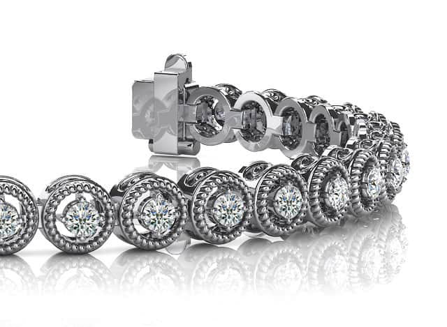 Circle Filigree Diamond Link Diamond Bracelet with 1.25 ct.(finished) 2.0mm