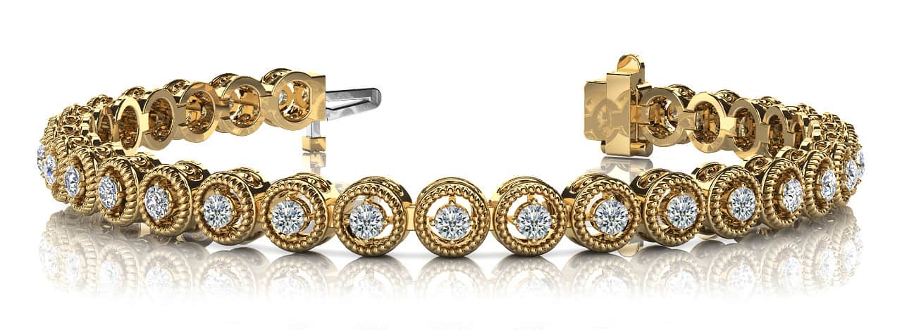 Circle Filigree Diamond Link Diamond Bracelet with 1.48 ct.(finished) 2.2mm - Image 4