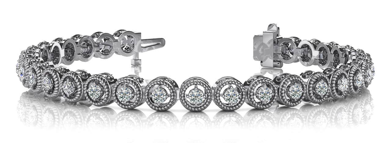 Circle Filigree Diamond Link Diamond Bracelet with 2.33 ct.(finished) 2.7mm - Image 3