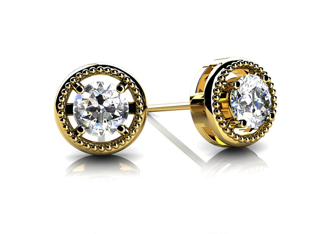 Circle Housed Diamond Stud Earrings with 0.21 ct.(finished) 3mm - Image 2