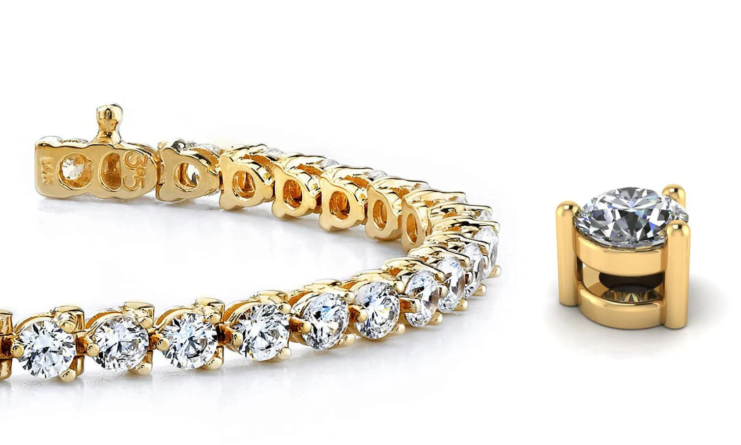 Classic 3 Prong Diamond Tennis Bracelet with 7.80 ct.(finished) 3.75mm - Image 2