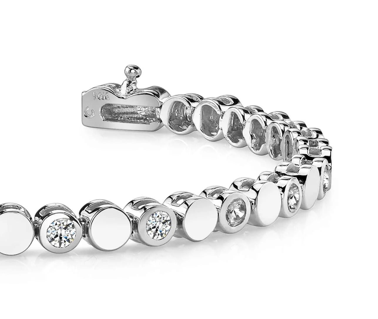 Classic Alternating Circle And Diamond Bracelet with 1.29 ct.(finished) 2.5mm