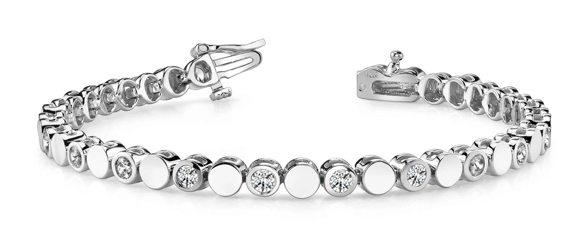 Classic Alternating Circle And Diamond Bracelet with 2.55 ct.(finished) 3.5mm - Image 4
