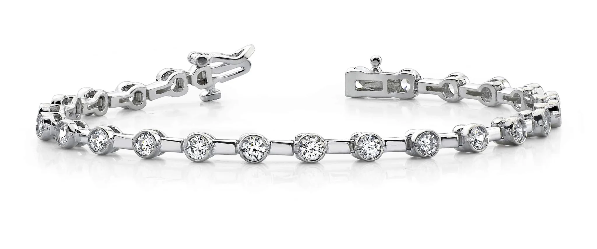 Classic Column Link Bezel Set Diamond Bracelet with 1.51 ct.(finished) 2.4mm - Image 4