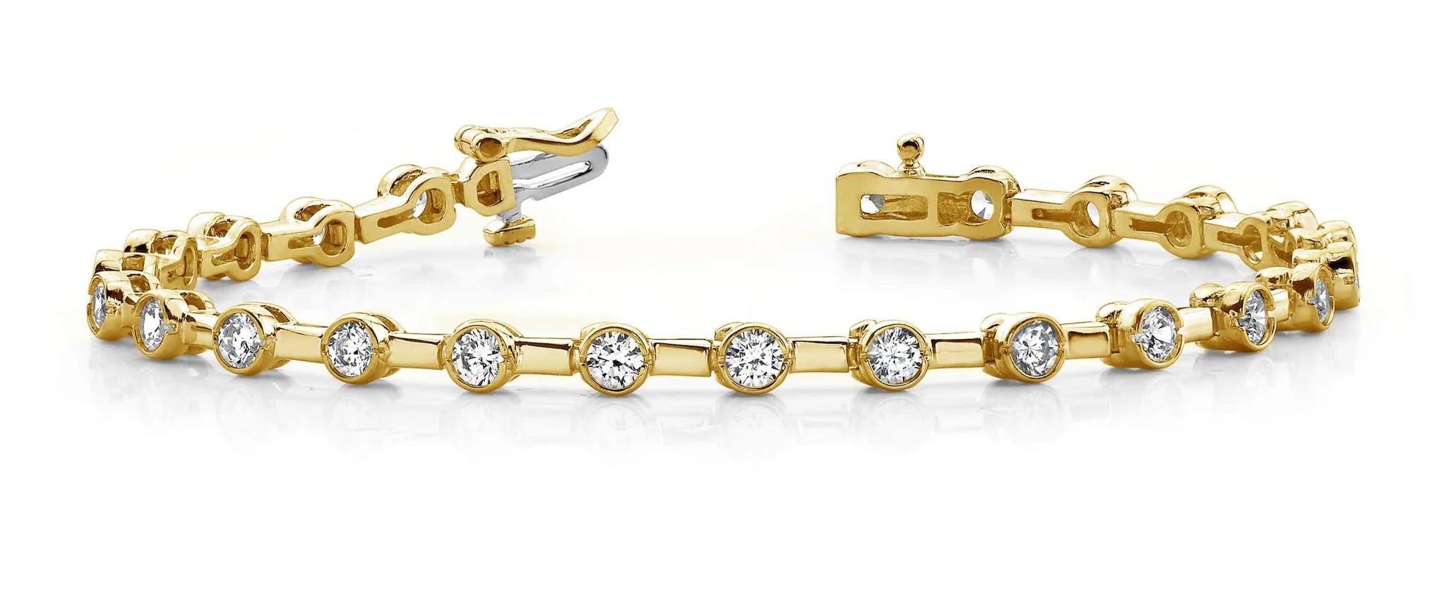 Classic Column Link Bezel Set Diamond Bracelet with 1.51 ct.(finished) 2.4mm - Image 5