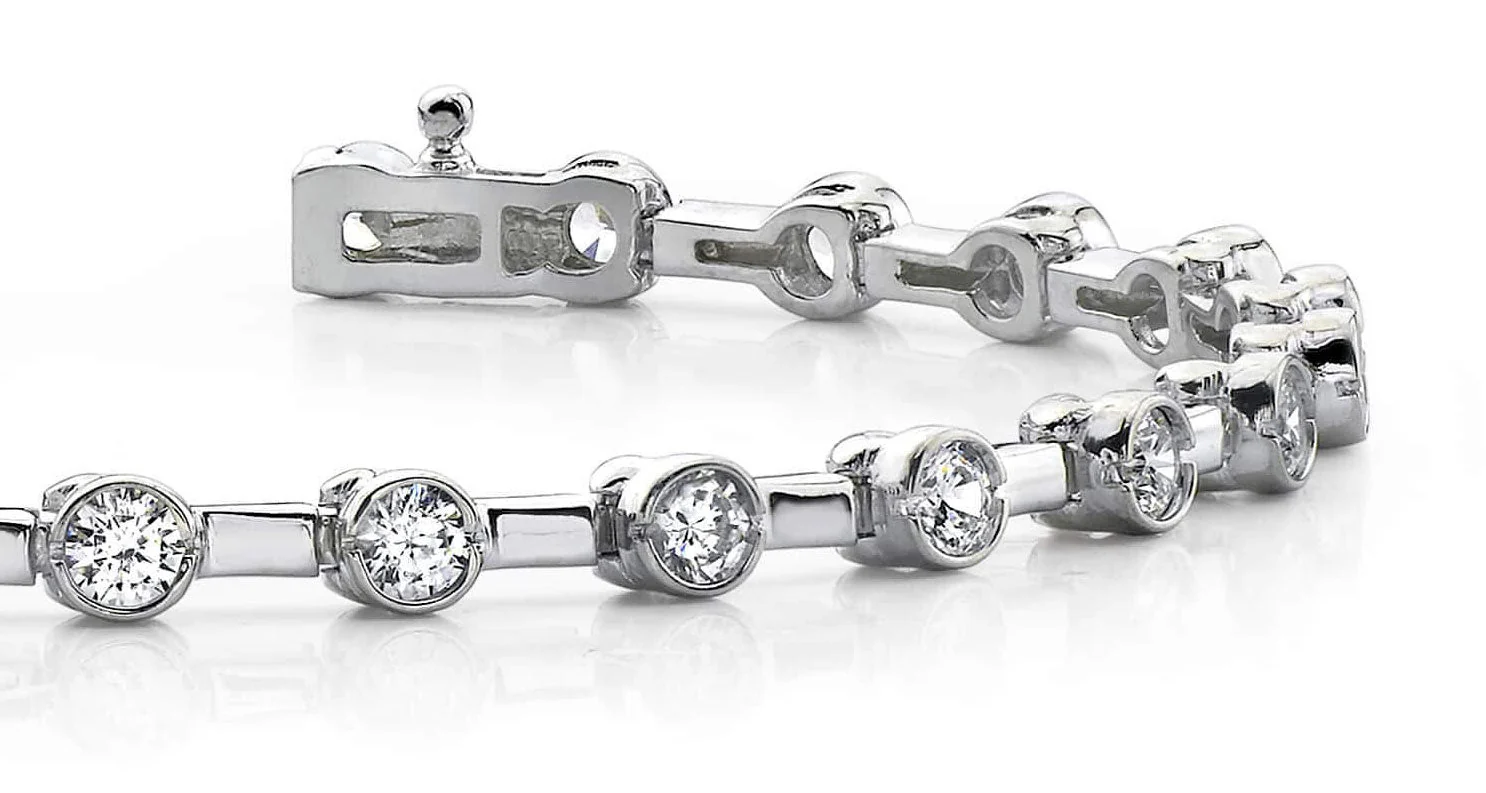Classic Column Link Bezel Set Lab-Grown Diamond Bracelet with 1.96 ct.(finished) 2.7mm