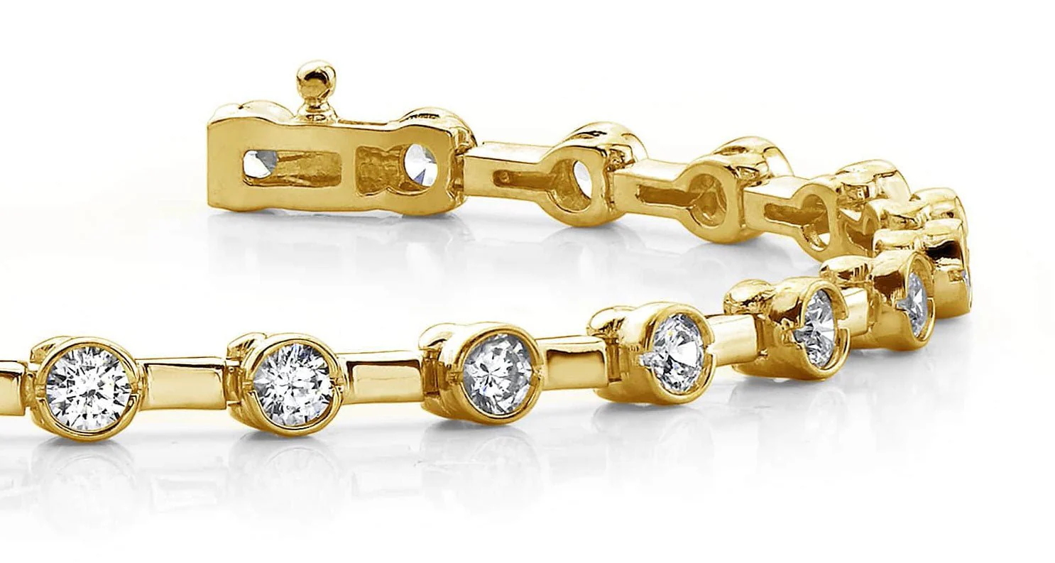 Classic Column Link Bezel Set Lab-Grown Diamond Bracelet with 3.00 ct.(finished) 3.2mm - Image 2