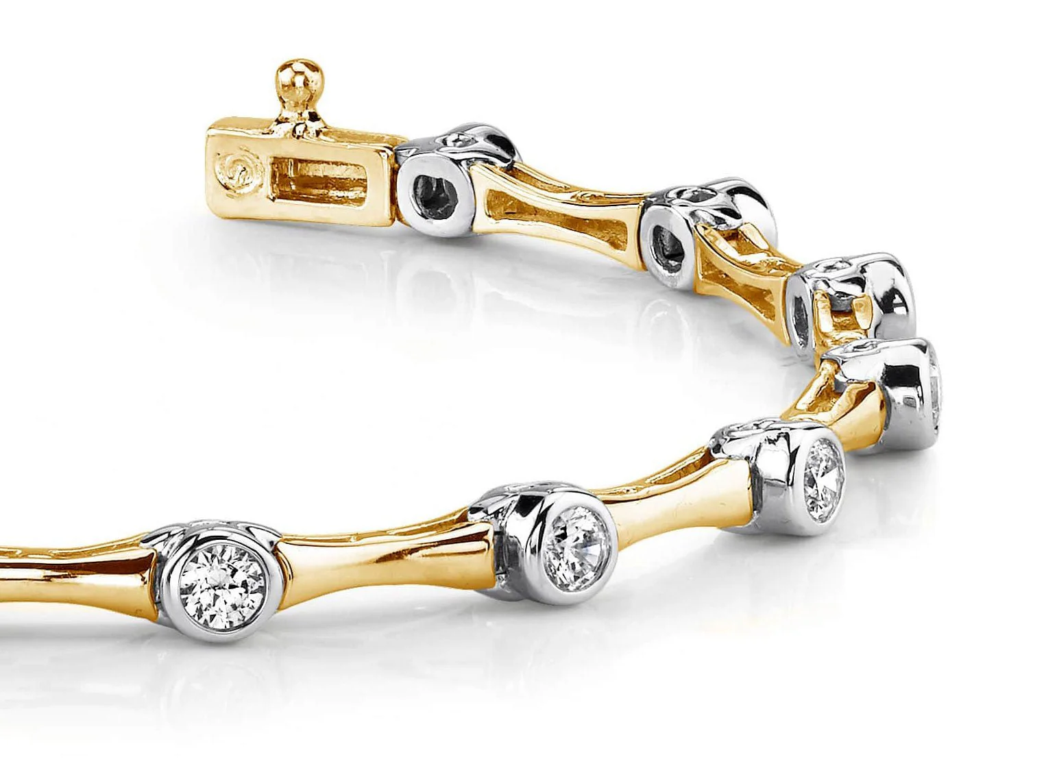 Classic Column Link Diamond Bracelet with 0.70 ct.(finished) 2.5mm - Image 2