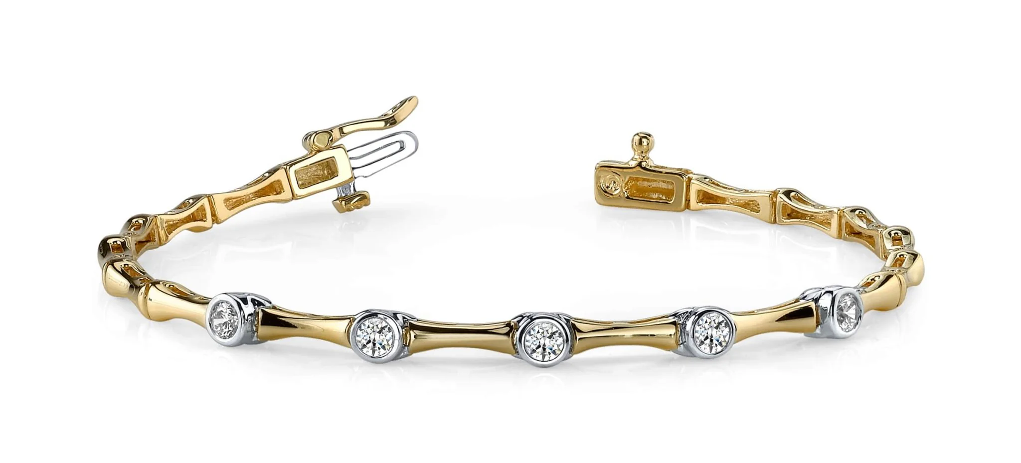Classic Column Link Five Diamond Bracelet with 1.00 ct.(finished) 3.8mm - Image 3
