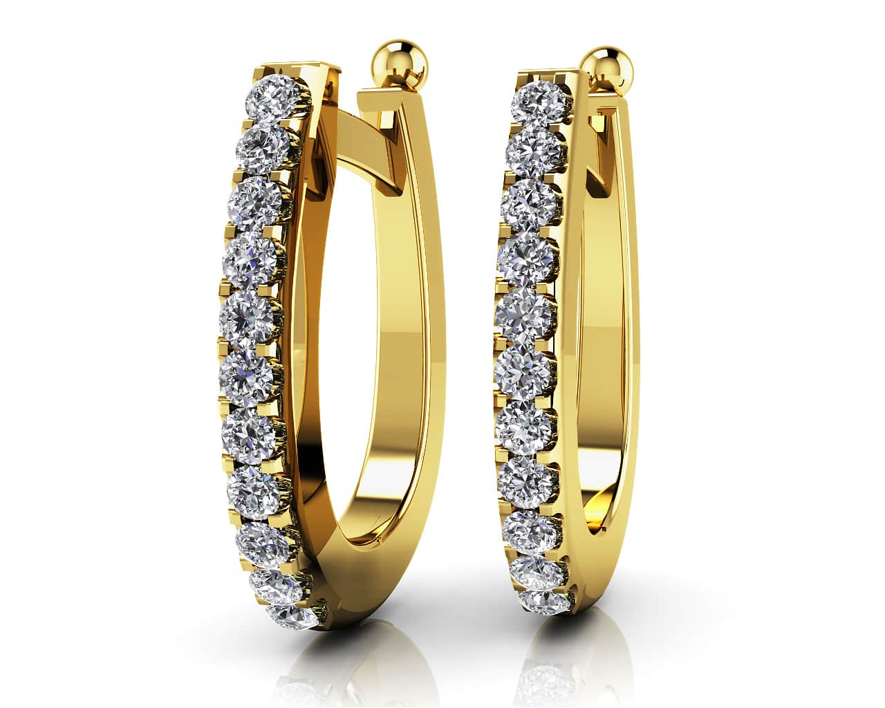 Classic Diamond Hoop Earrings with 0.27 ct.(finished) 1.5mm - Image 2