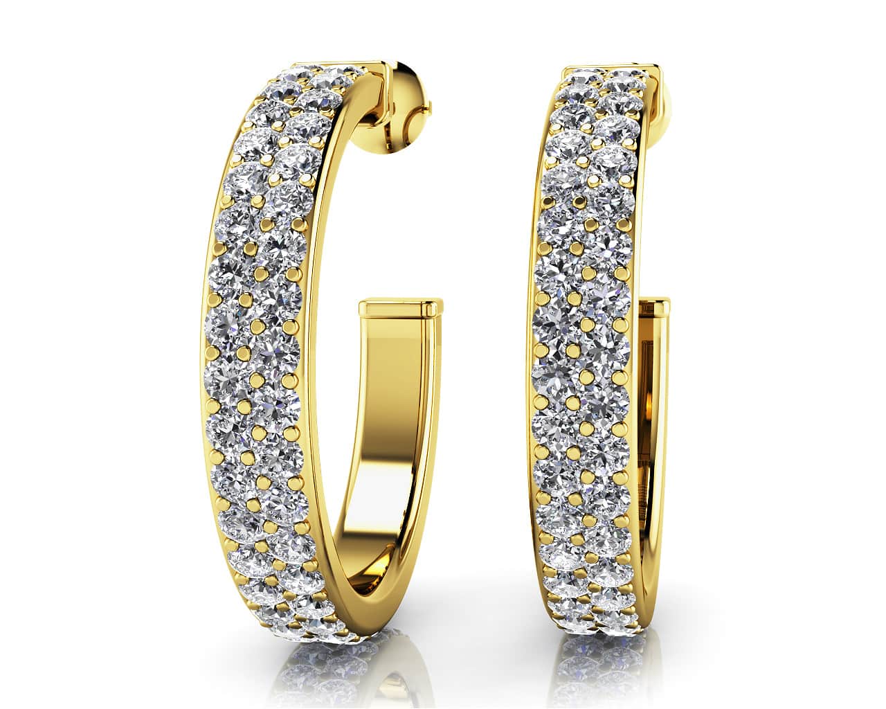 Classic Double Row Lab-Grown Diamond Round Hoop Earrings with 2.02 ct.(finished) 1.7mm - Image 2