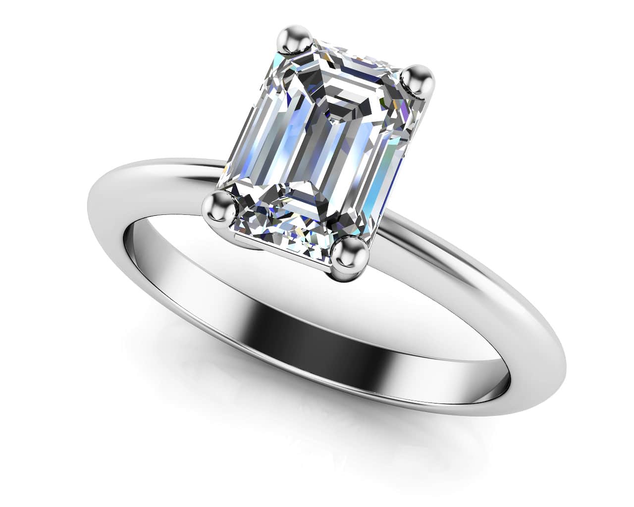Classic Emerald Cut Diamond Engagement Ring with 1.00 ct.(finished) 7x5mm